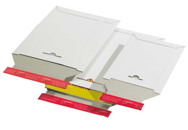 Pochette d'expédition refermable carton rigide blanc 295x375